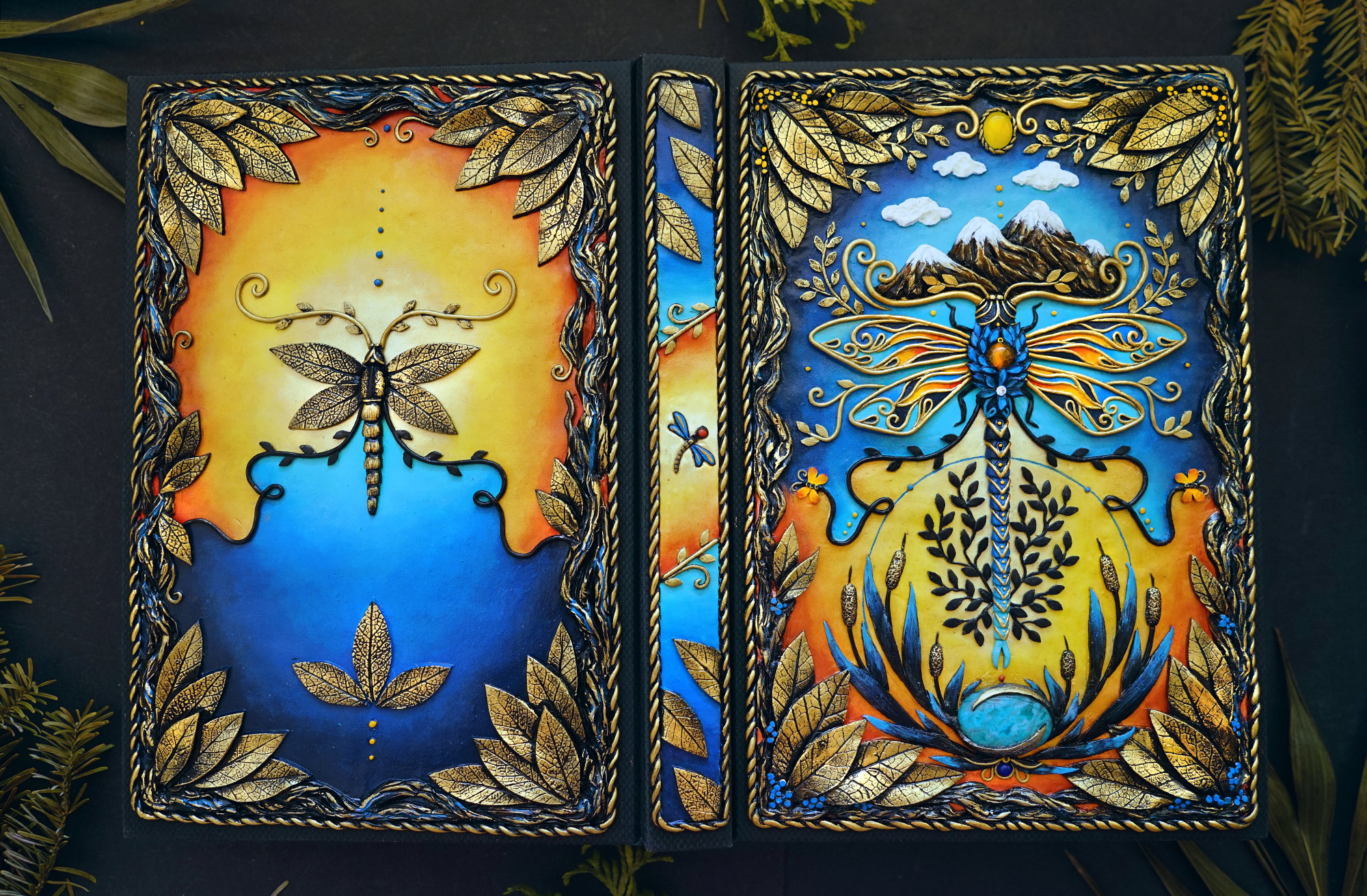Making a Dragonfly Notebook Cover from Polymer Clay! 
