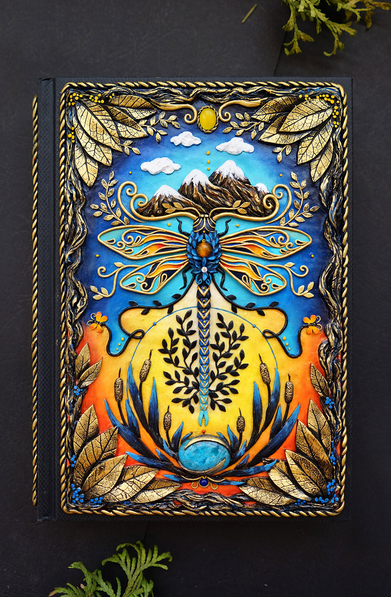 Making a Dragonfly Notebook Cover from Polymer Clay