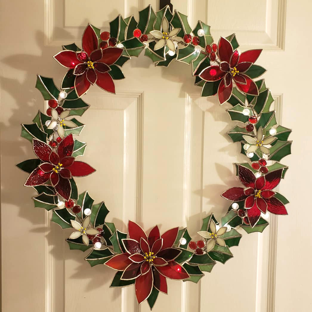 Stained Glass Poinsettia Wreath with Cheryl Peterson