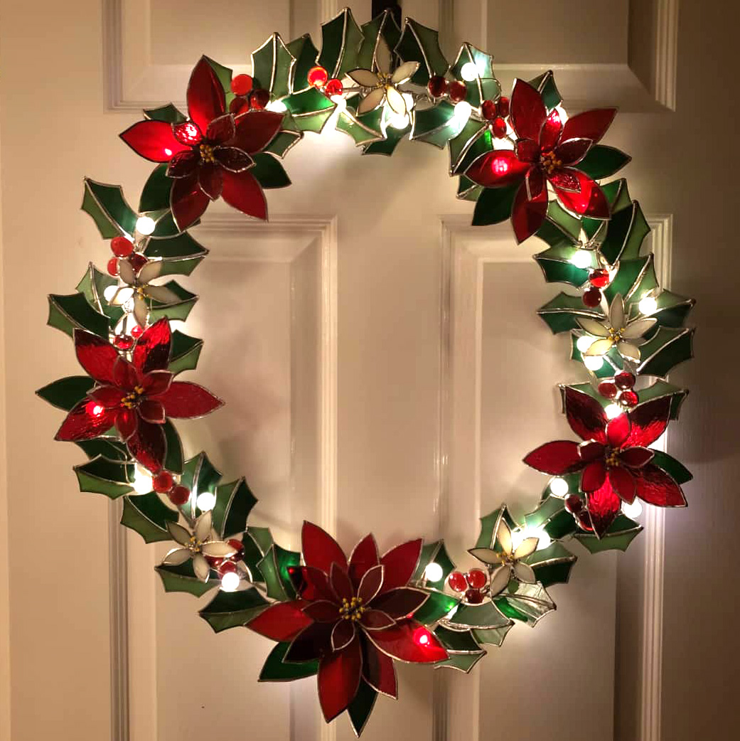 Stained Glass Poinsettia Wreath! LIVE w/ Cheryl Peterson